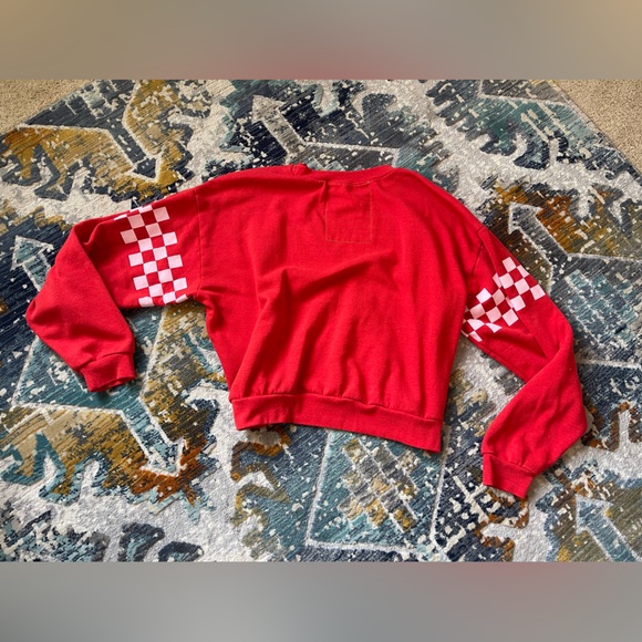 Aviator Nation Red/White Checkered Sleeve Sweatshirt - Picture 5 of 5